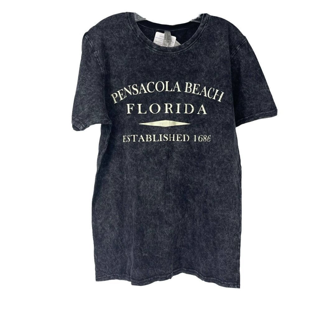 Pensacola Beach Florida T-Shirt Souvenir Size M Black Stone Wash Short Sleeve